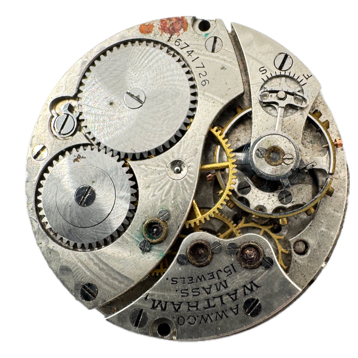 Antique 0s 1908 Waltham 15 Jewel Mechanical Hunter Pocket Watch Movement 165