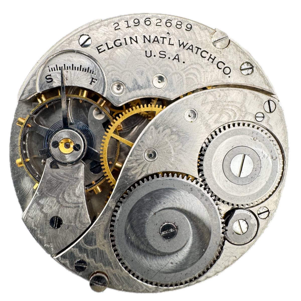 Antique 12s 1919 Elgin 7 Jewel Mechanical Hunter Pocket Watch Movement 301 USA