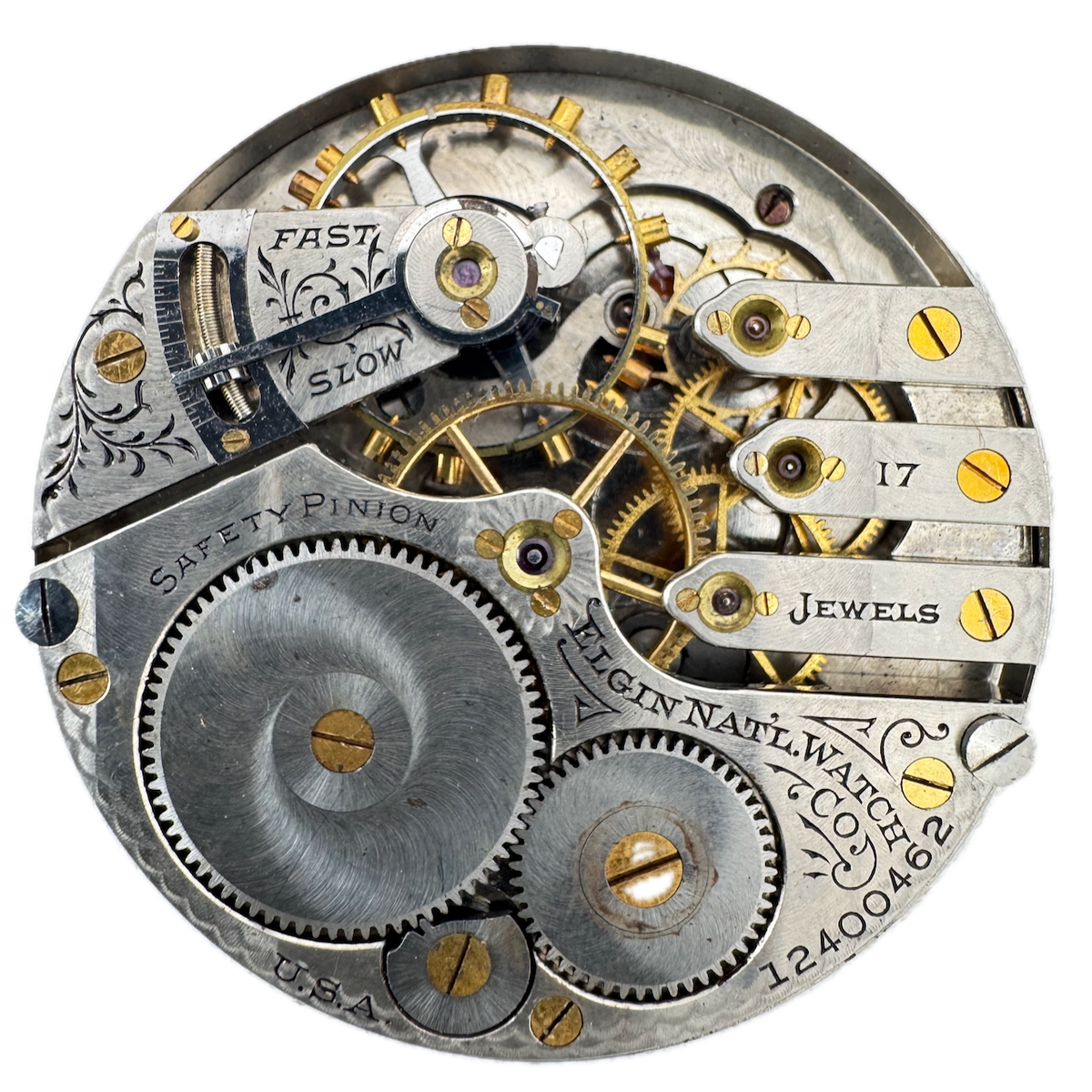 Antique 16s 1906 Elgin 17 Jewel Mechanical Hunter Pocket Watch Movement 339 USA