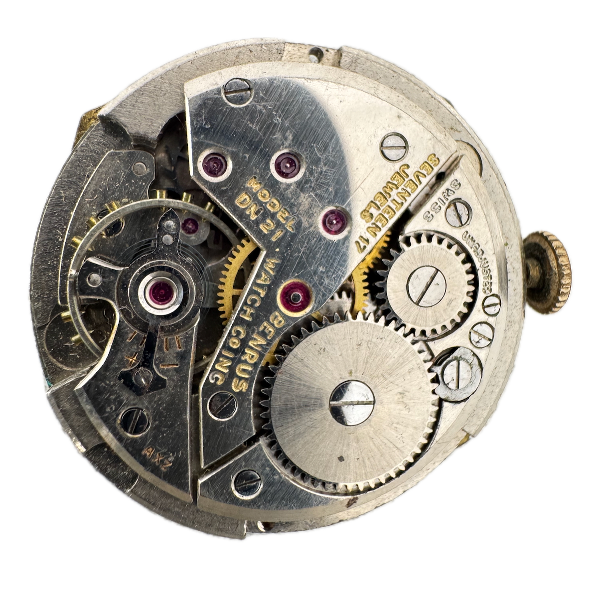 Vintage 26mm Benrus DN21 17 Jewel Mechanical Men's Wristwatch Movement Swiss