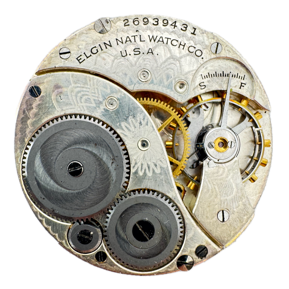 Antique 12s 1923 Elgin 7 Jewel Mechanical Pocket Watch Movement 303 USA