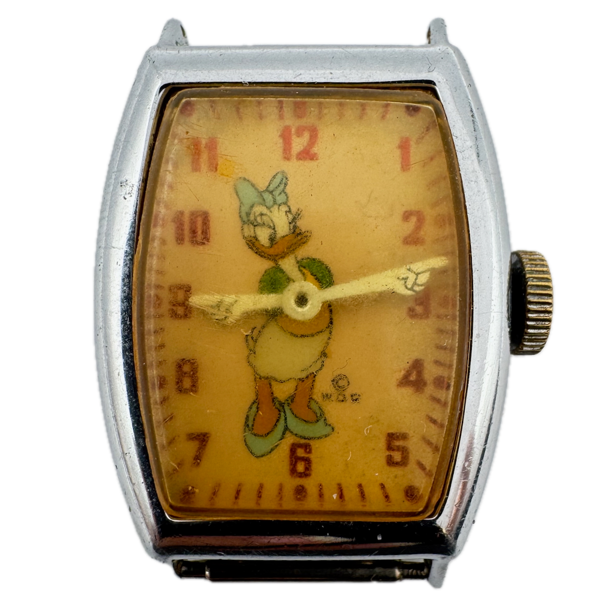 Vintage US Time Daffy Duck Men's Mechanical Wristwatch USA Chrome Plated