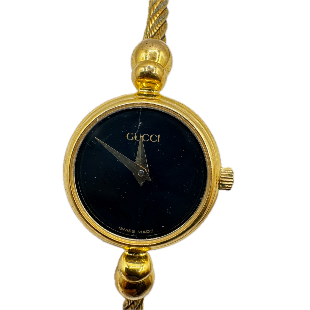 Vintage Gucci 2700.2.L Braided Bracelet Ladies Quartz Wristwatch Gold Tone