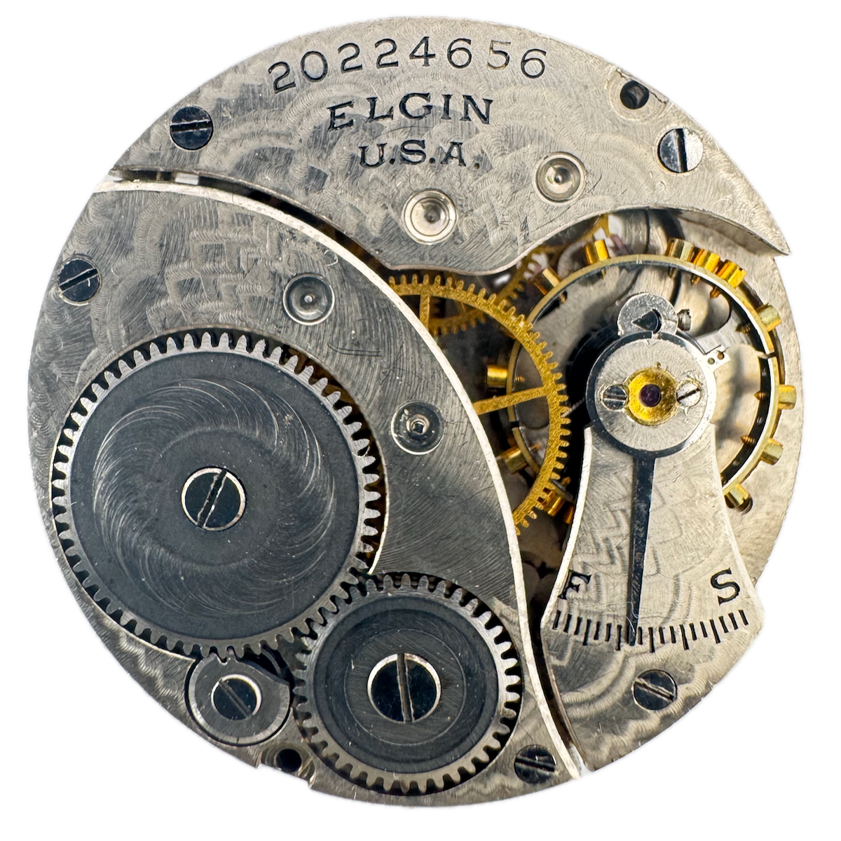 Antique 3/0s 1918 Elgin 7 Jewel Mechanical Pocket Watch Movement 418 USA