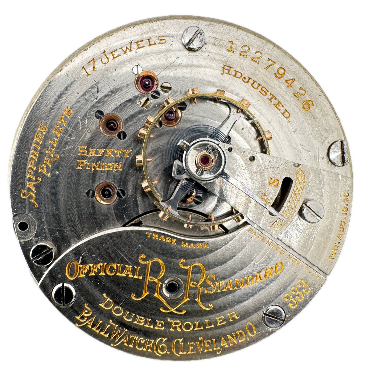 Antique 18s 1906 Ball 11 17 Jewel Mechanical Railroad Pocket Watch Movement 333