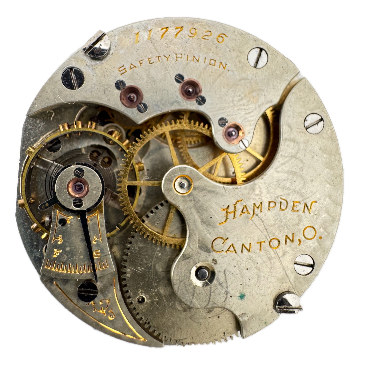 Antique 6s 1898 Hampden Multicolor Mechanical Hunter Pocket Watch Movement 213