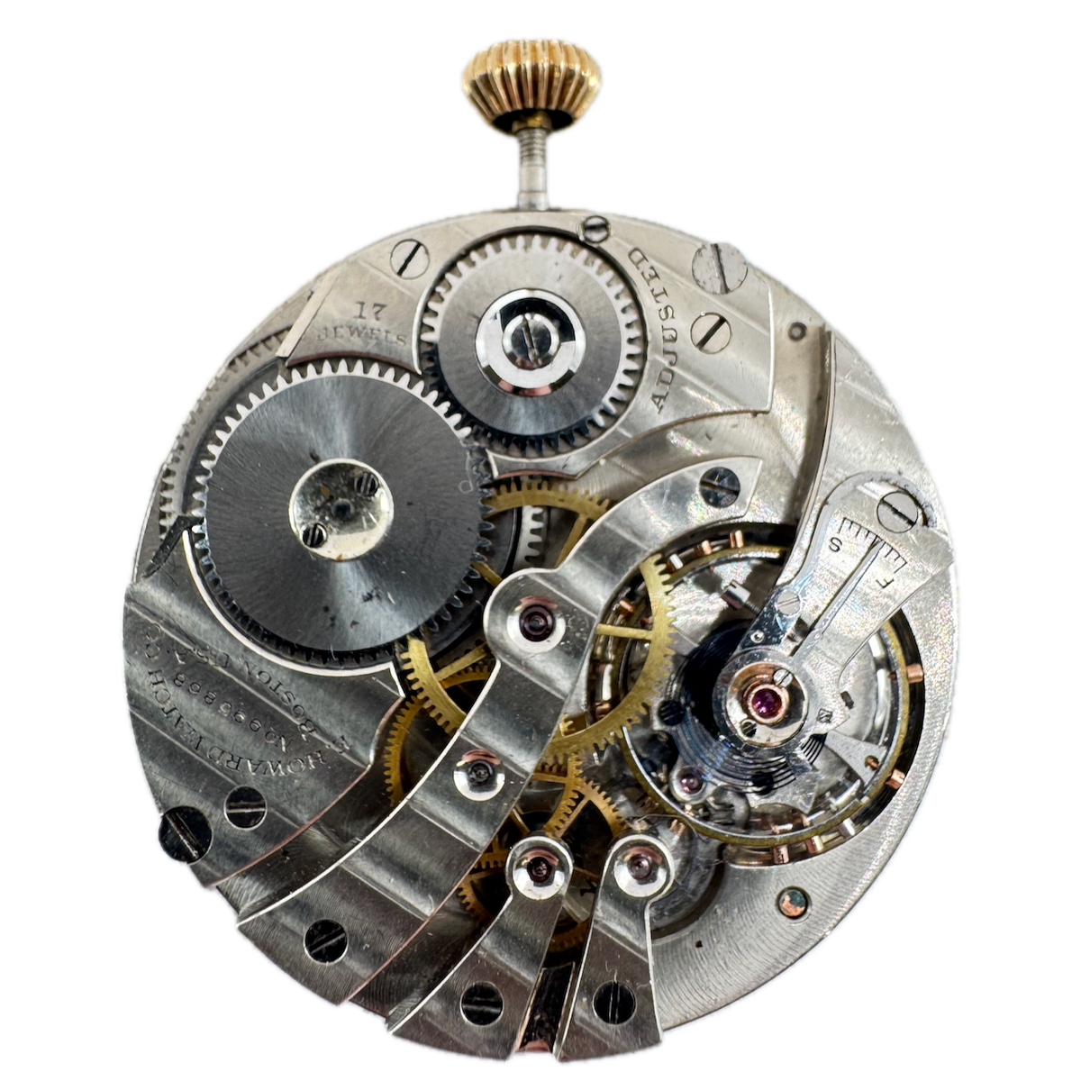 Antique 12s 1908 E. Howard Co Pink 17 Jewel Pocket Watch Movement Series 7 USA