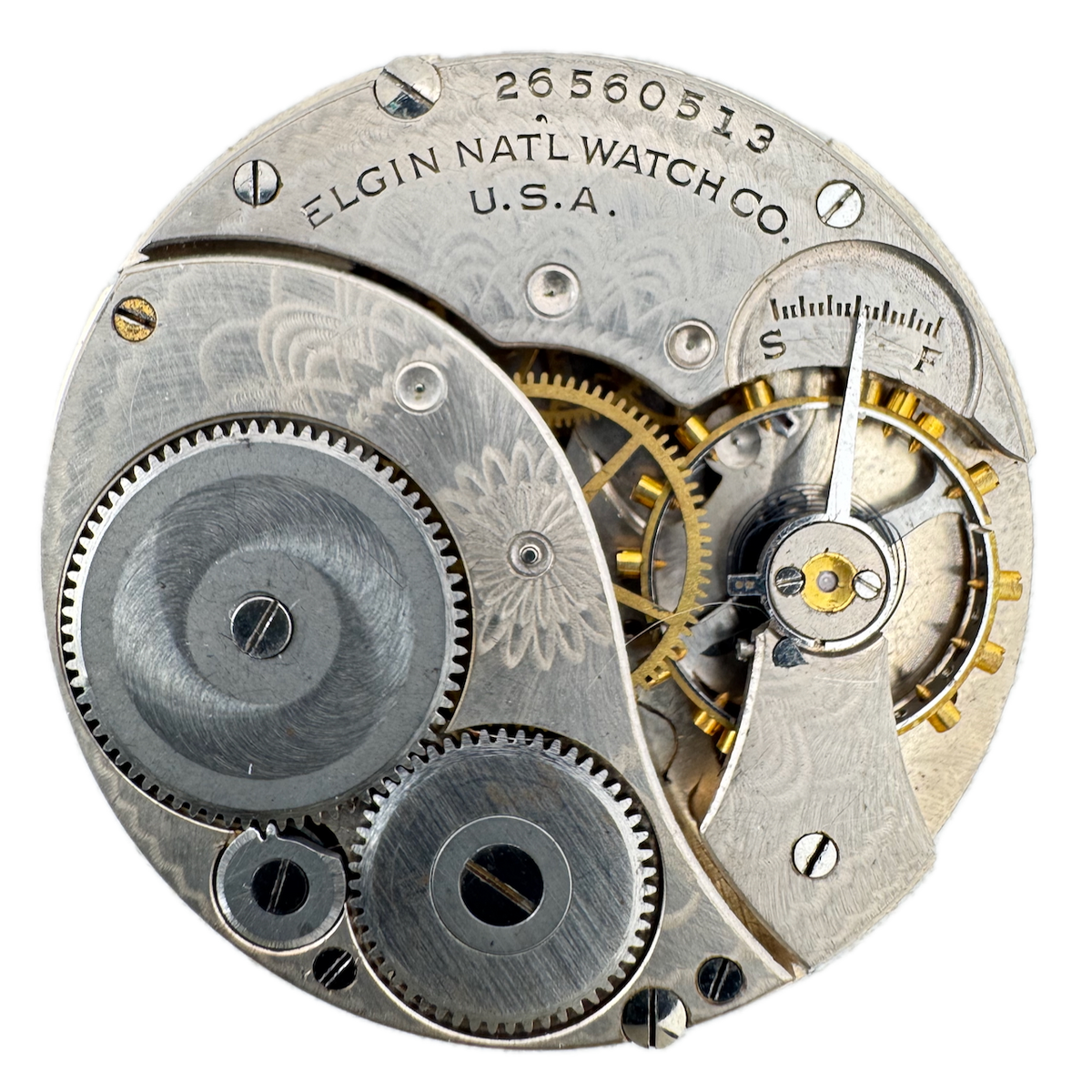 Antique 12s 1924 Elgin 7 Jewel Mechanical Pocket Watch Movement 303 USA