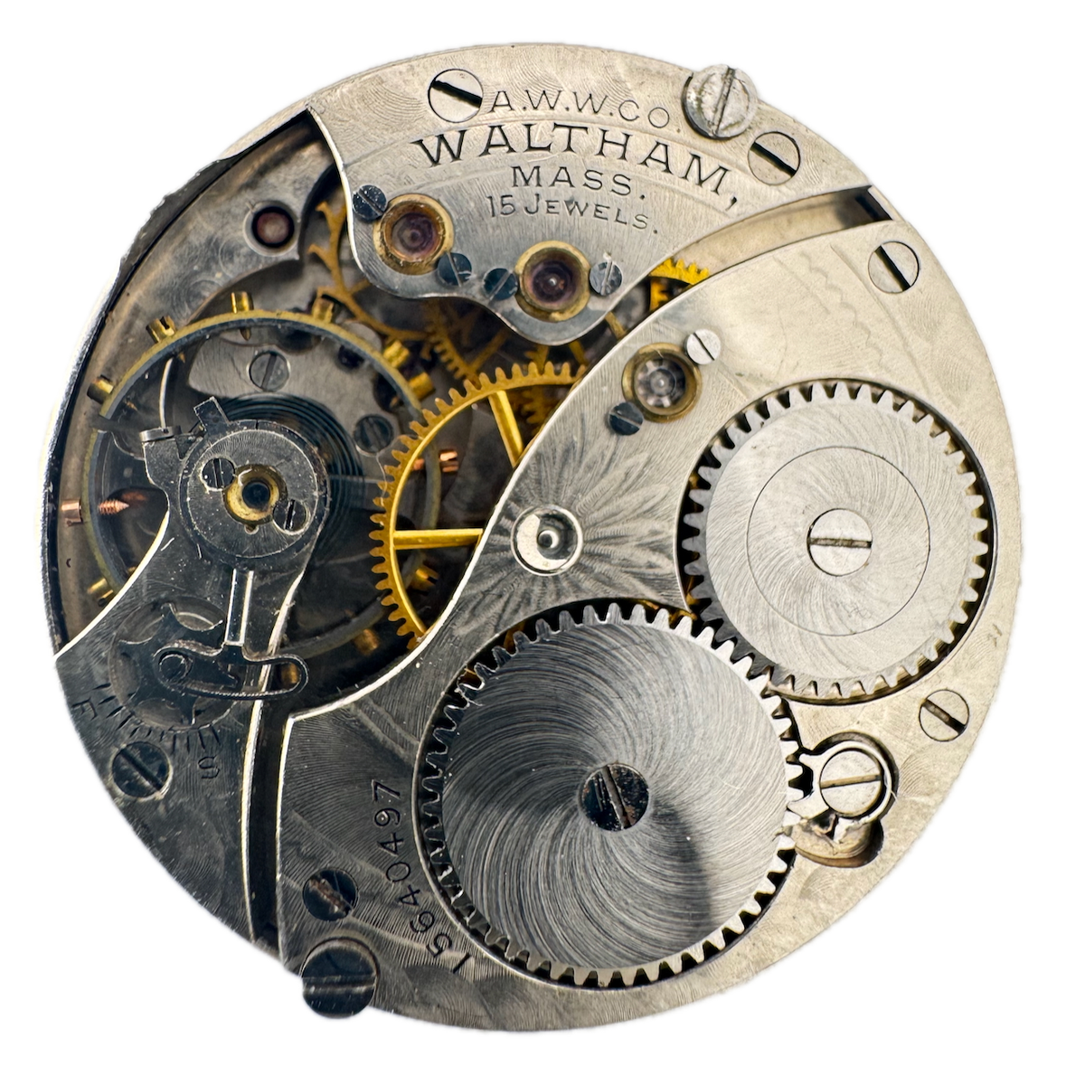 Antique 0s 1907 Waltham 15j Mechanical Hunter Pocket Watch Movement 165 USA