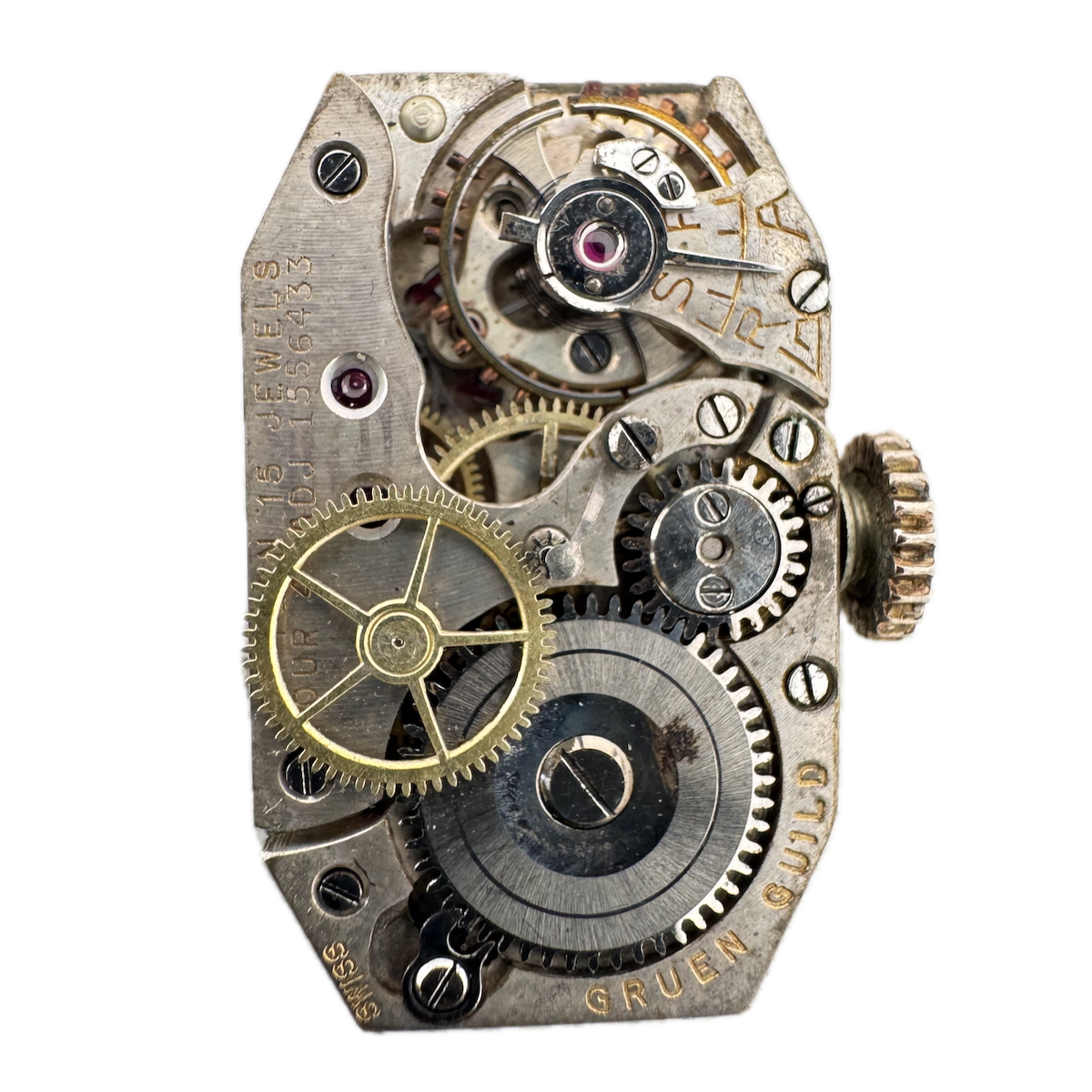 Vintage 15mm Gruen Guild 15 Jewel Mechanical Men's Wristwatch Movement Nurse's