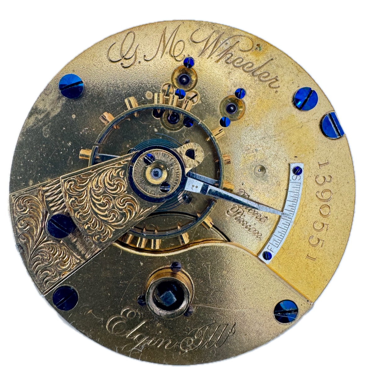 Antique 18s 1884 Elgin G.M. Wheeler 13 Jewel Key Wind Pocket Watch Movement 81