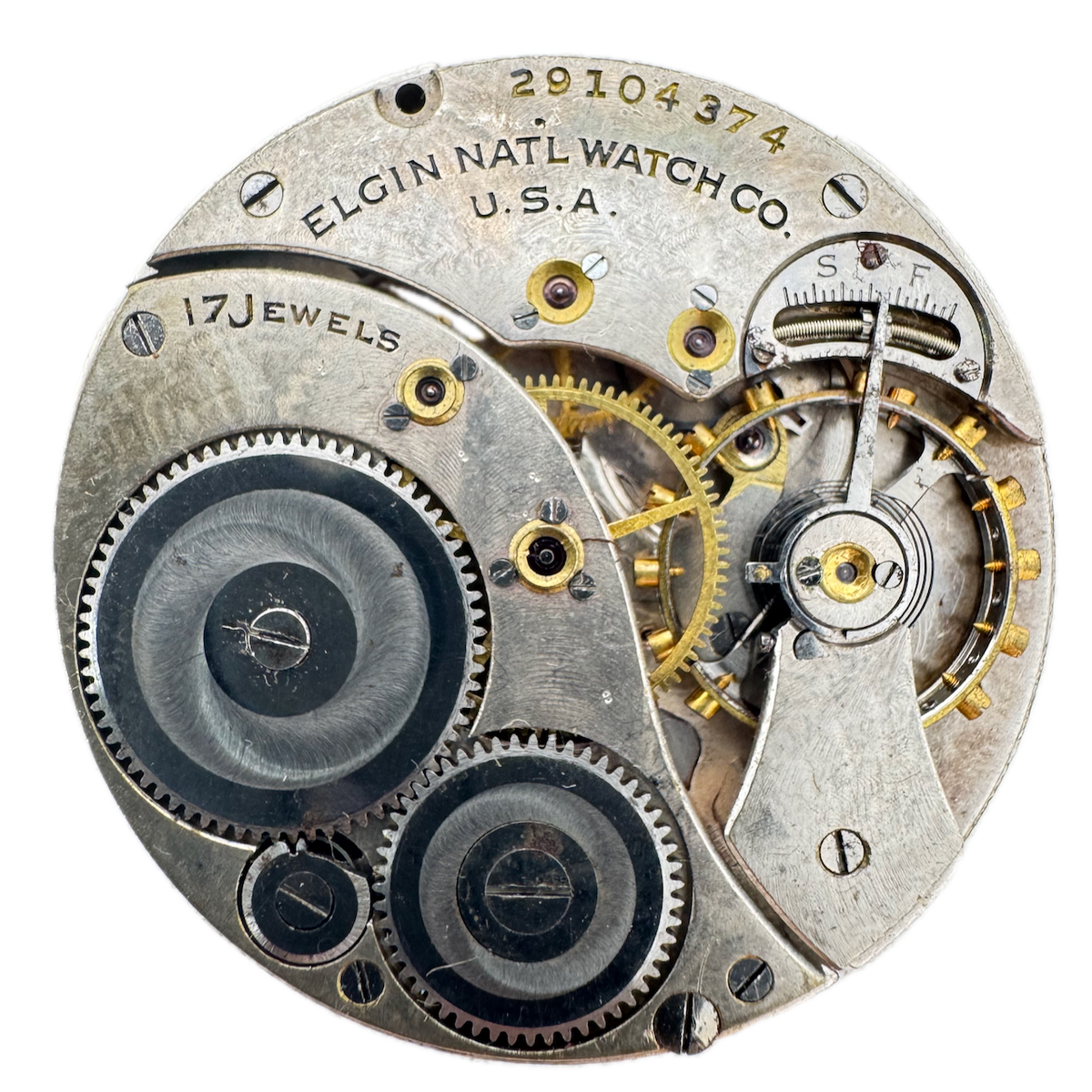 Antique 12s 1927 Elgin 17 Jewel Mechanical Pocket Watch Movement 345 USA