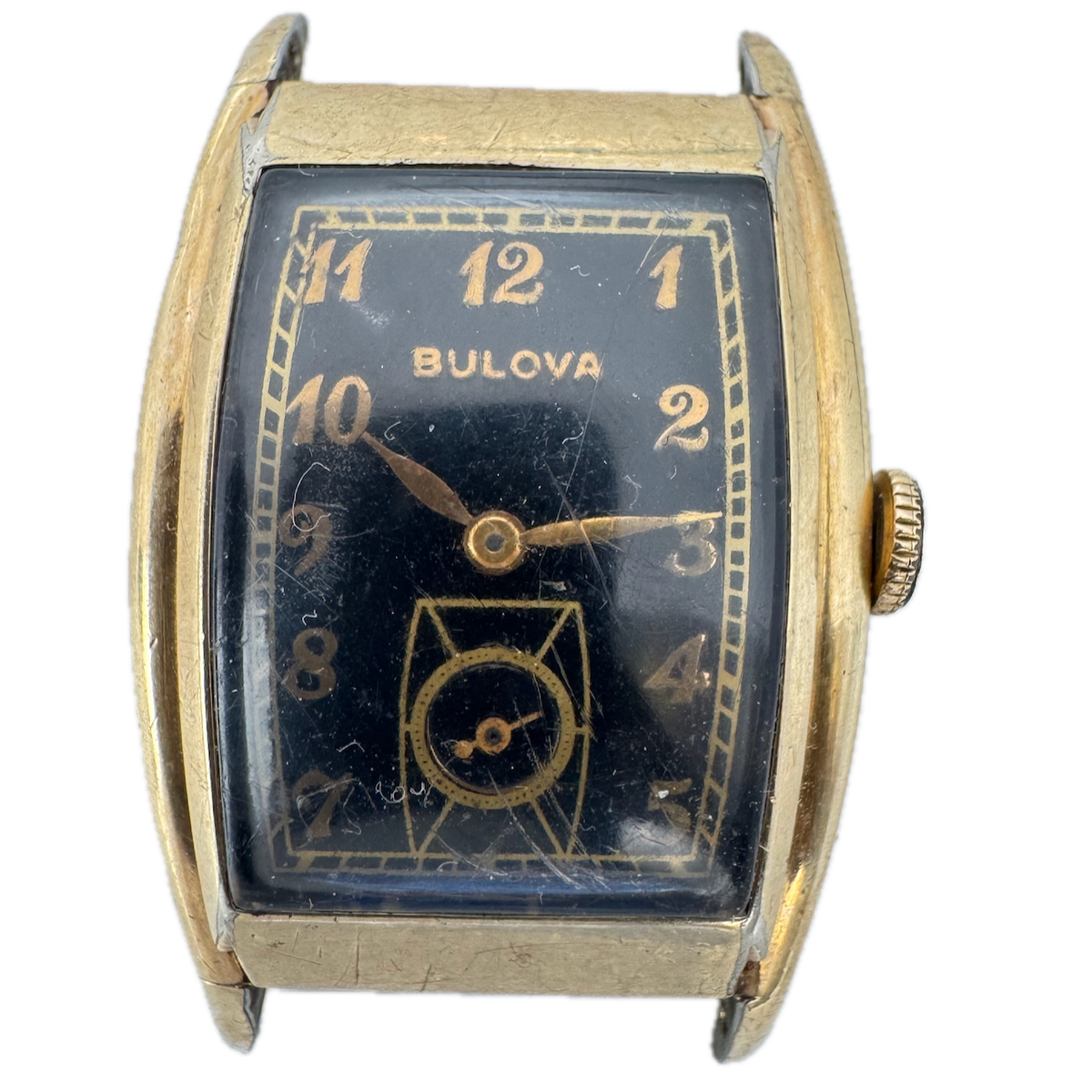 Vintage Bulova Black Art Deco Men's Mechanical Wristwatch 10AE USA 10k RGP