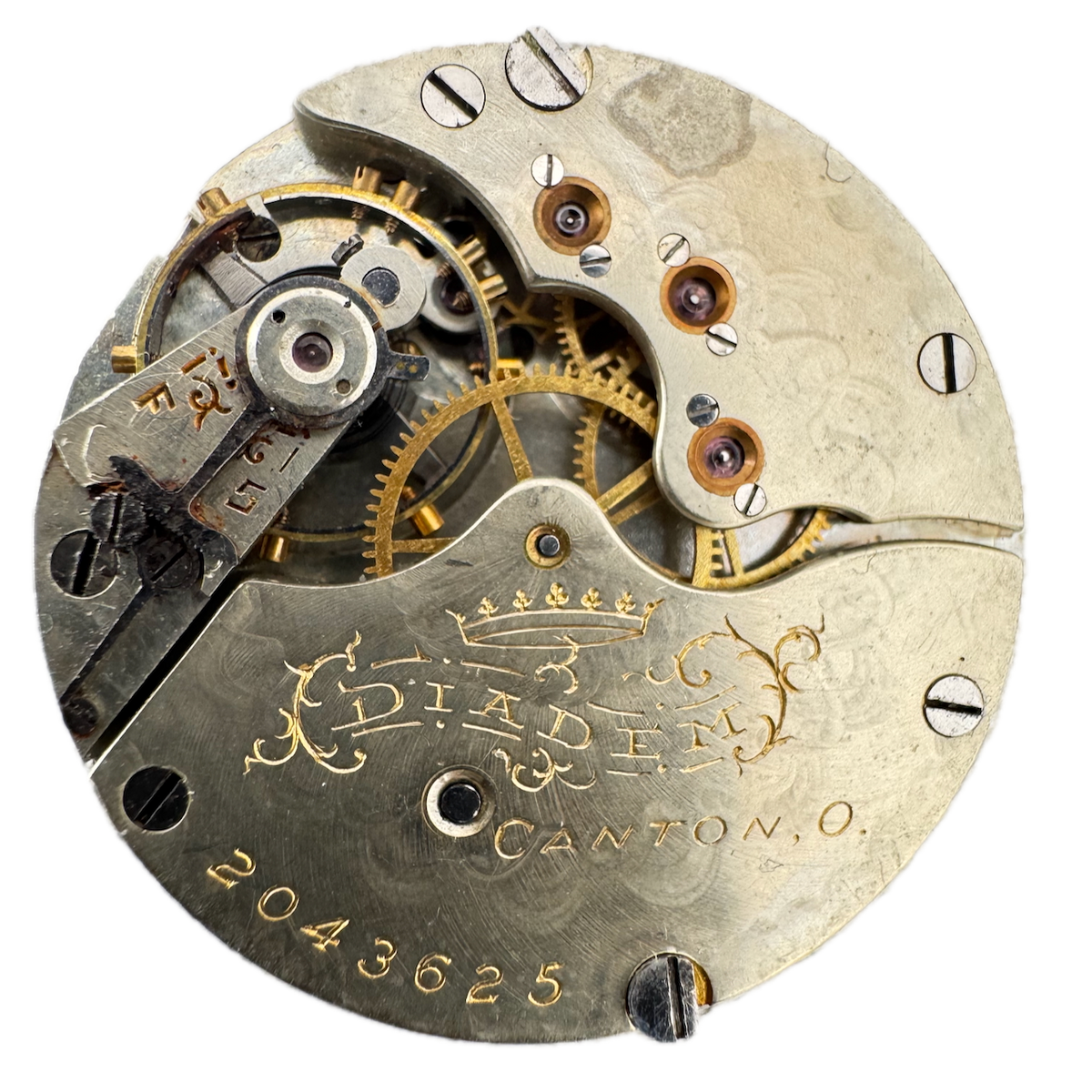 Antique 3/0s 1905 Hampden 15j Mechanical Hunter Pocket Watch Movement Diadem