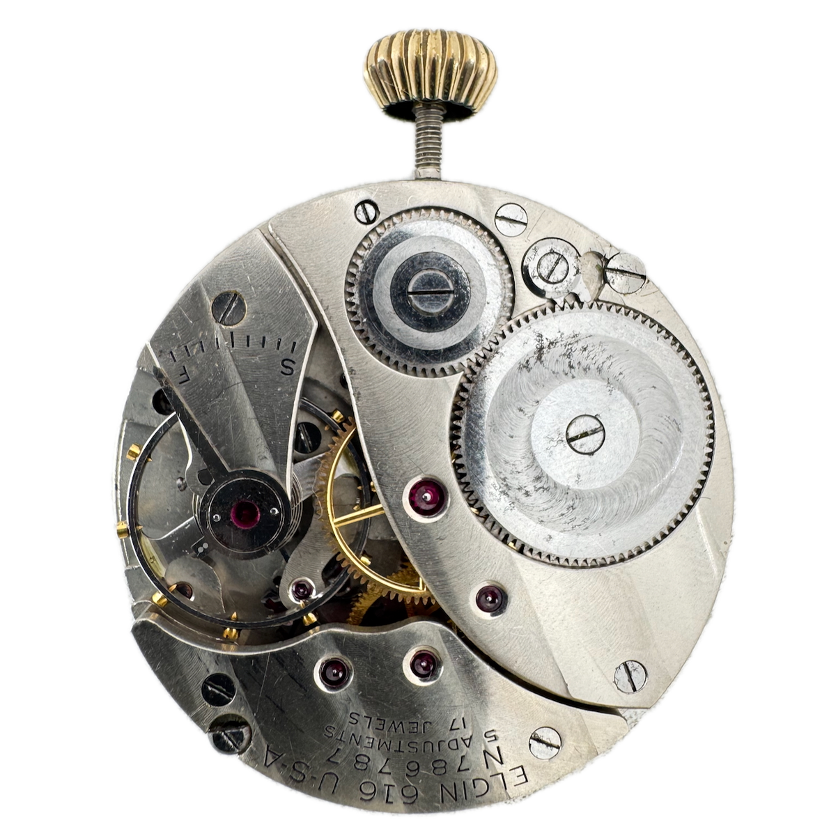 Vintage 16s 1951 Elgin 17 Jewel Mechanical Pocket Watch Movement 616 USA