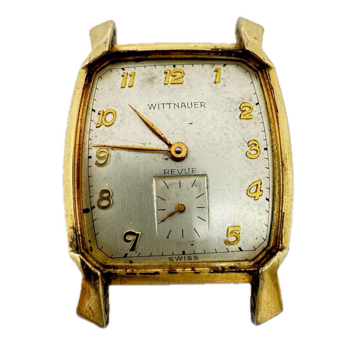 Vintage Wittnauer Men's Mechanical Wristwatch 76 Revue 10k Gold Filled Deco