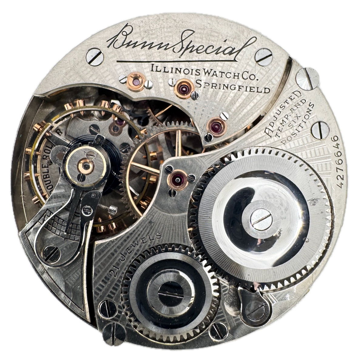 Antique 16s 1923 Illinois 9 21j Railroad Pocket Watch Movement Bunn Special