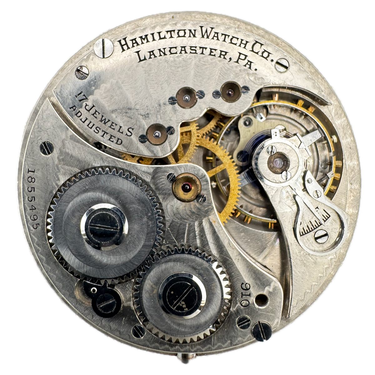 Antique 14s 1919 Hamilton 17j Mechanical Pocket Watch Movement 910 USA