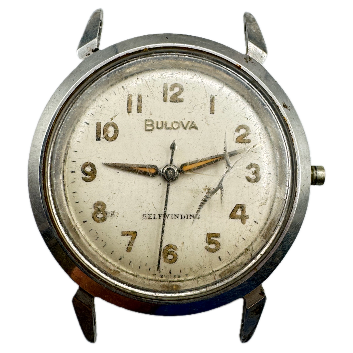 Vintage 1962 Bulova Horn Lugs Men's Automatic Wristwatch Swiss Stainless Steel
