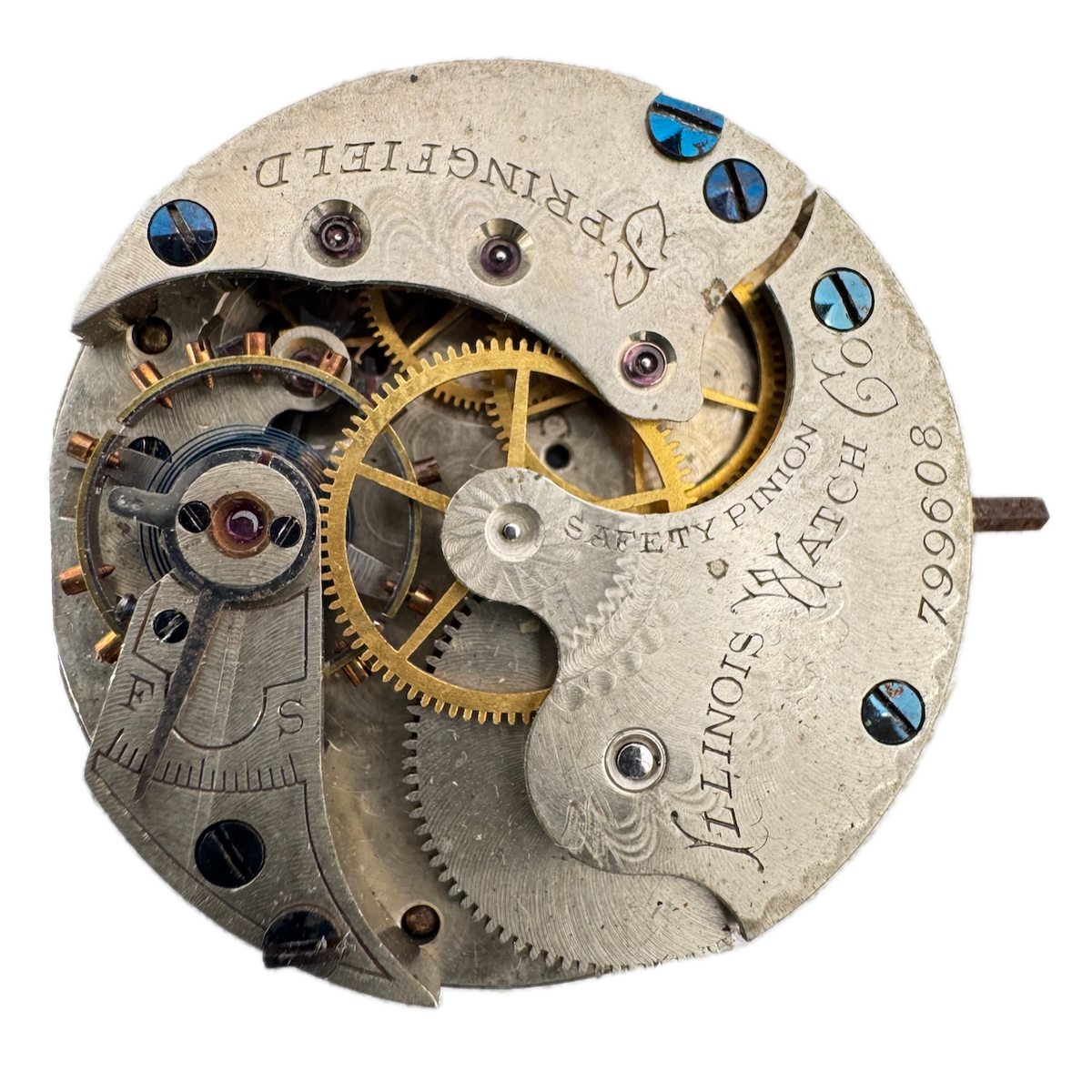 Antique 6s 1888 Illinois Mechanical Hunter Pocket Watch Movement 132 USA fParts