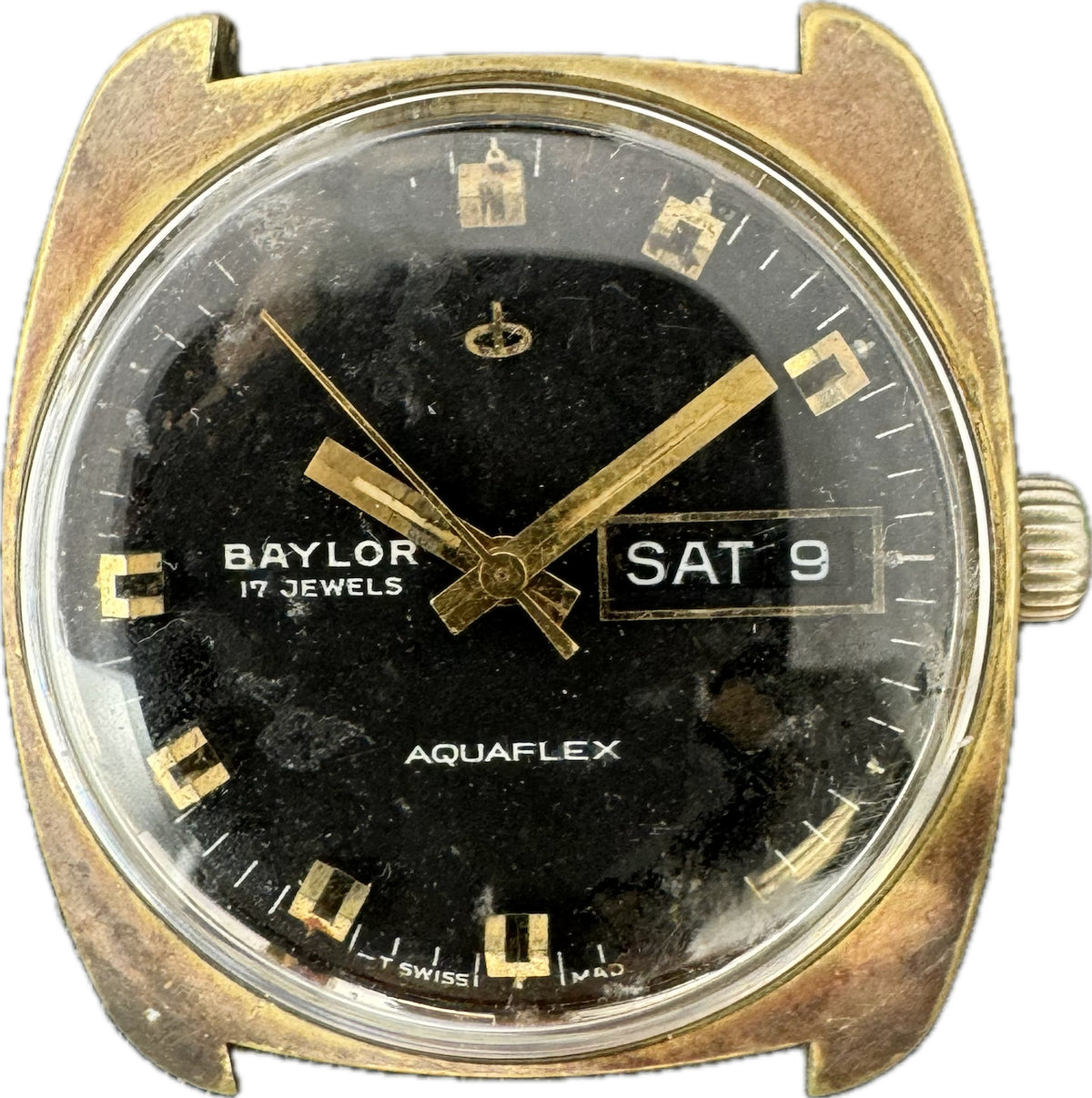 Vintage 33mm Baylor Aquaflex 17 Jewel Men's Mechanical Wristwatch AS-1904 Swiss