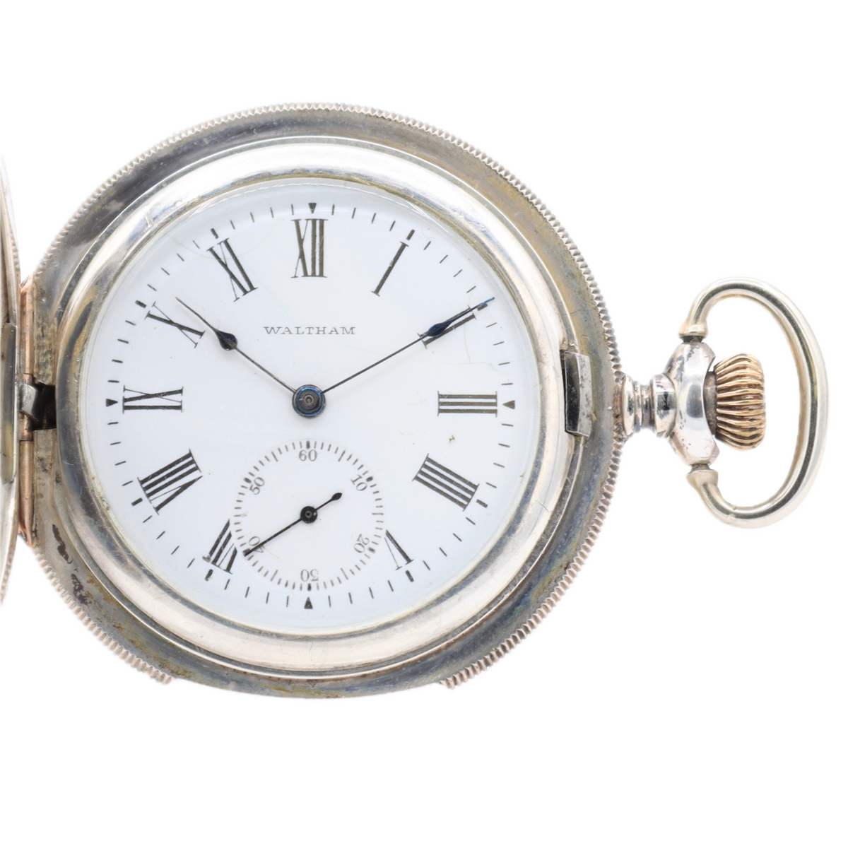 Antique 6s Waltham Mechanical Hunter Pocket Watch Lady Waltham Sterling Silver