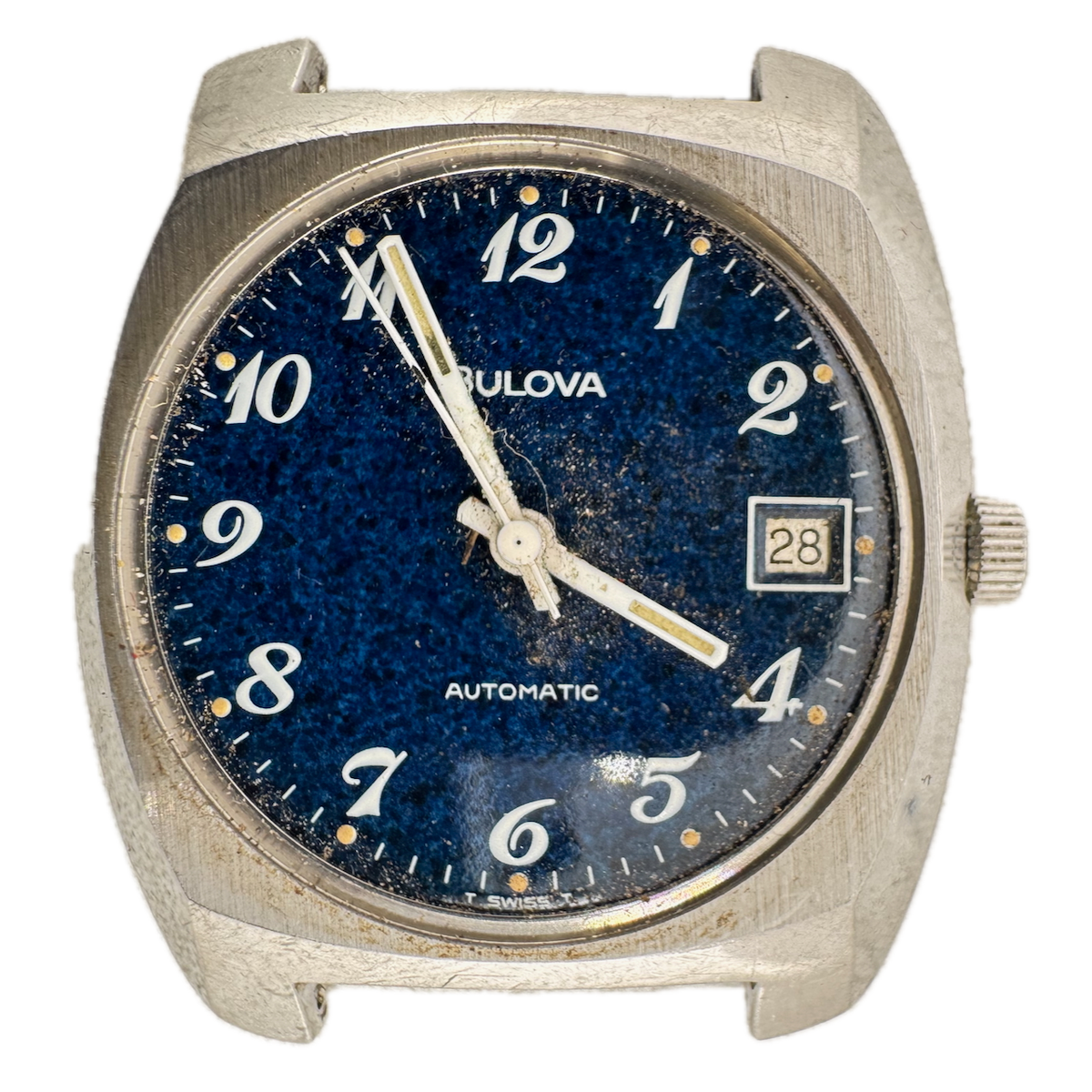 Vintage 33.5mm Bulova 17 Jewel Men's Automatic Wristwatch Swiss Steel Running