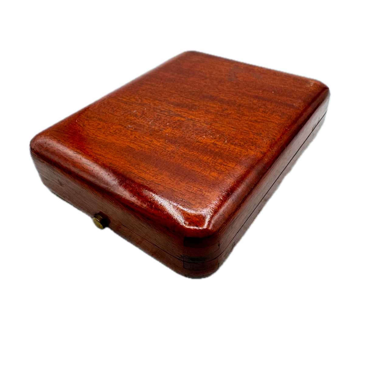 Vintage Elgin Popup Button Case Men's Pocketwatch Box Wood & Velvet Line w/ Silk