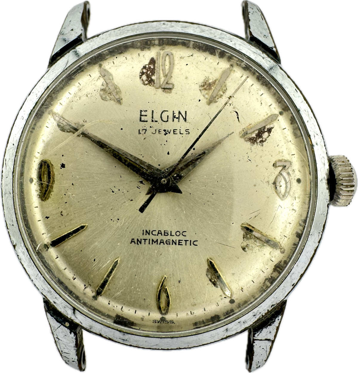 Vintage Elgin 17 Jewel Men's Mechanical Wristwatch 823 Swiss Chrome Plated