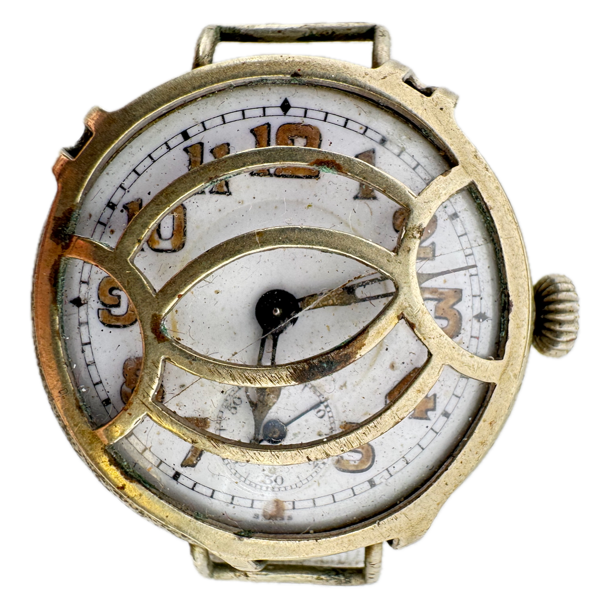 Vintage 34mm Delemont WW1 Military Trench Men's Mechanical Wristwatch Swiss