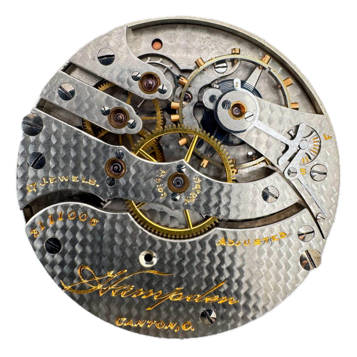 Antique 16s 1913 Hampden 17j Mechanical Pocket Watch Movement Wm. McKinley USA