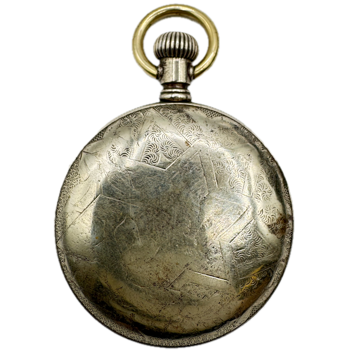 Antique 12 Size Waltham Salesman Open Face Pocket Watch Case Nickel USA