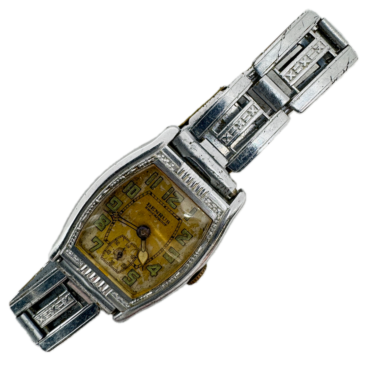 Vintage Benrus Art Deco Men's Mechanical Wristwatch Swiss Chrome Plated