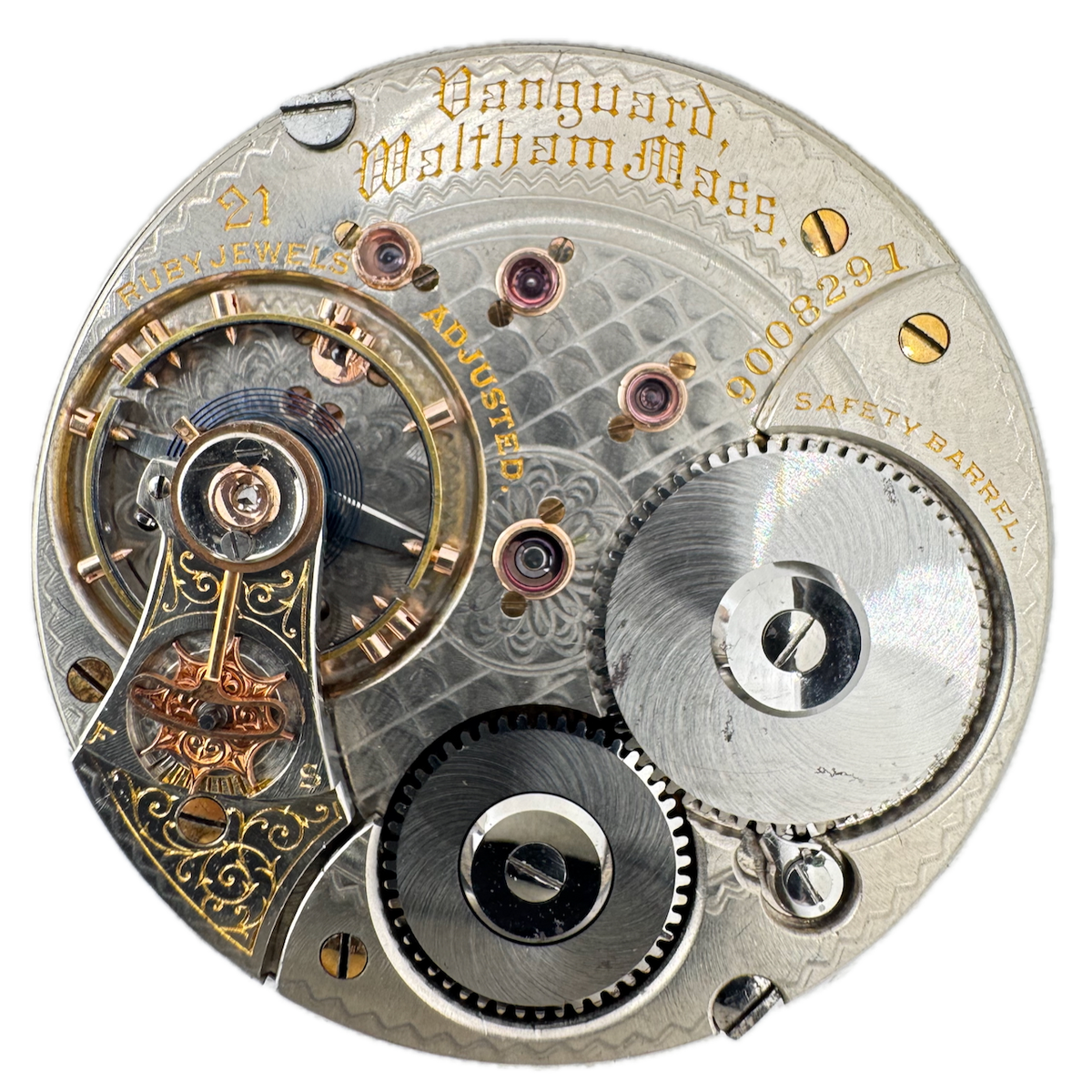 Antique 18s 1899 Waltham 21 Jewel Railroad Pocket Watch Movement Vanguard USA
