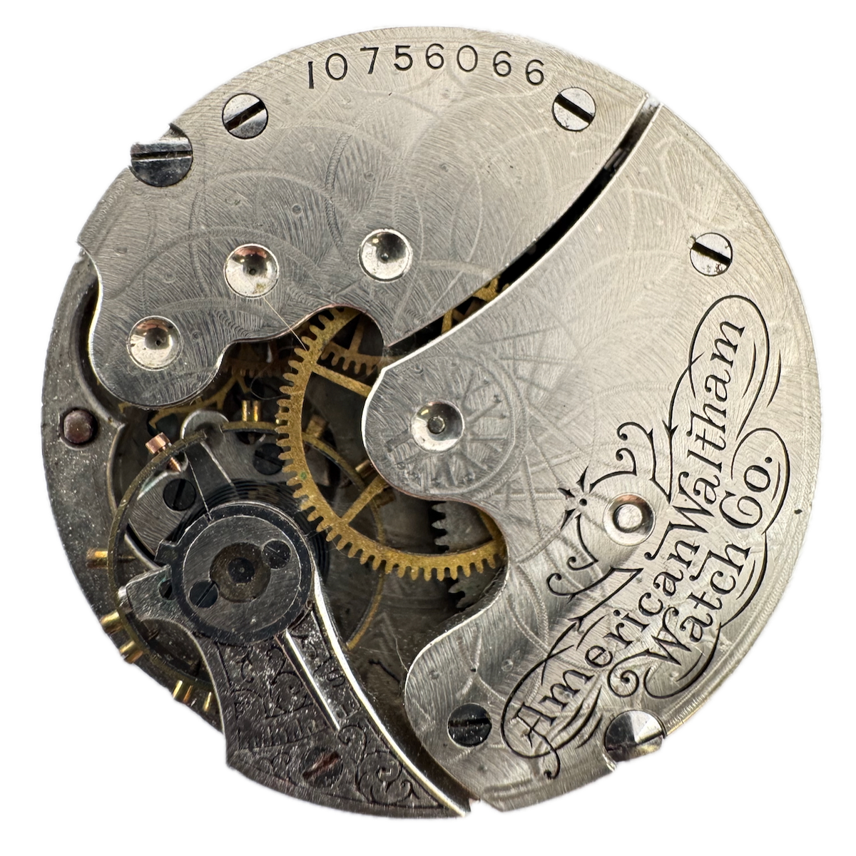 Antique 0s 1901 Waltham 7 Jewel Mechanical Hunter Pocket Watch Movement Seaside