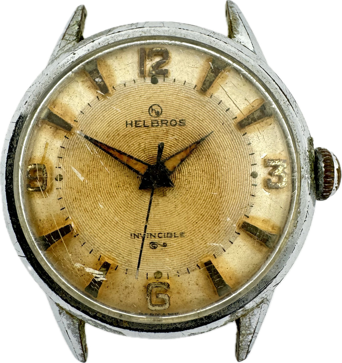 Vintage Helbros Invincible Men's Mechanical Wristwatch Germany Chrome Plated