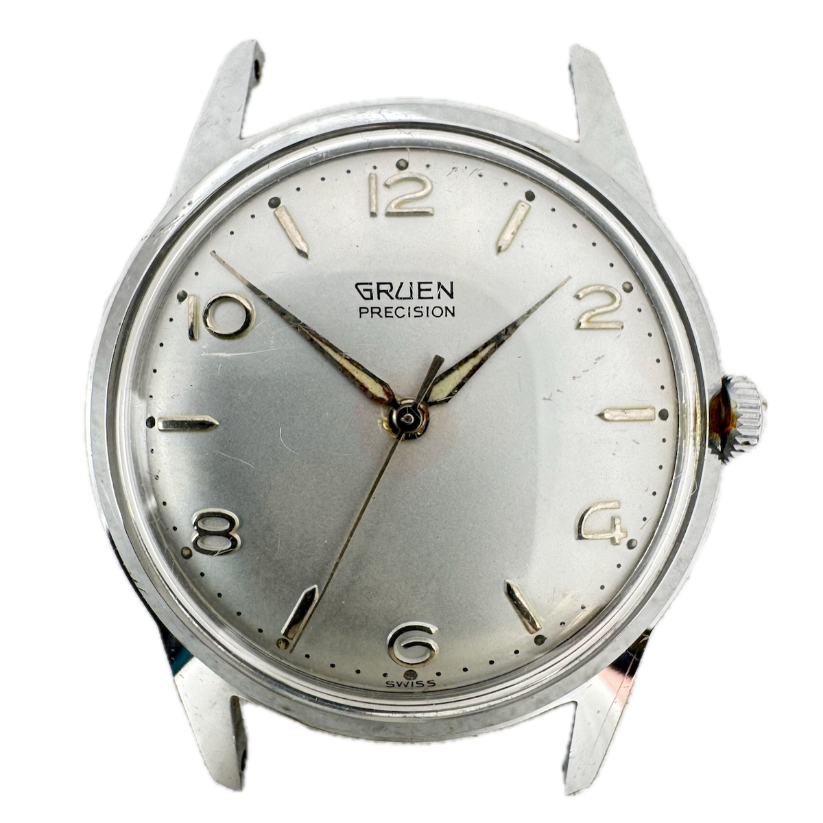 Vintage Gruen Salesman Men's Wristwatch Case for Mechanical 34mm ChromeFrance