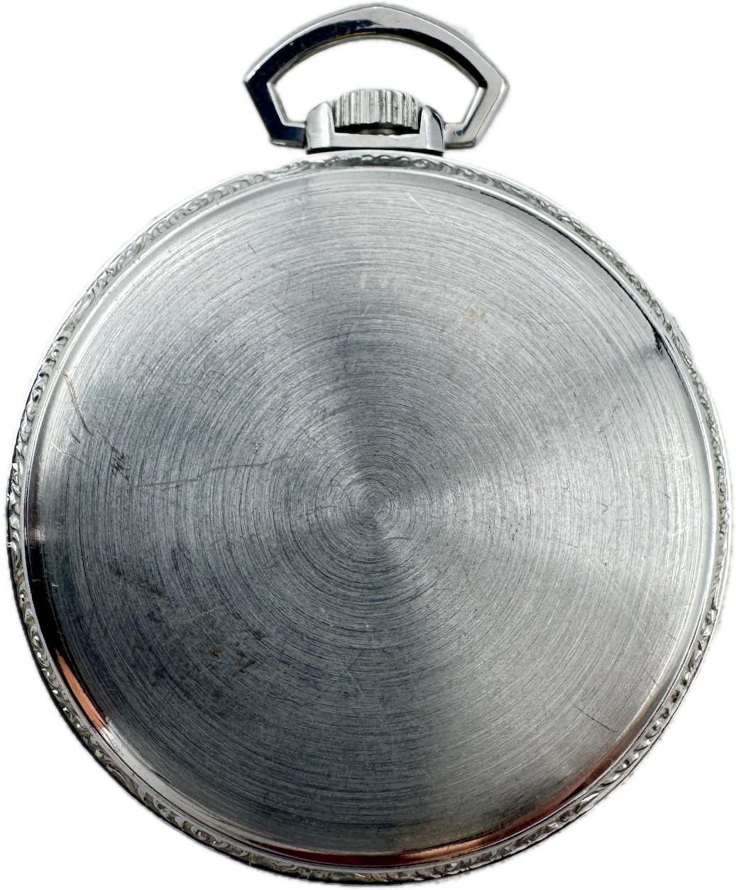 Antique 12s Keystone Engraved Edge Open Face Pocket Watch Case Chrome Plated USA