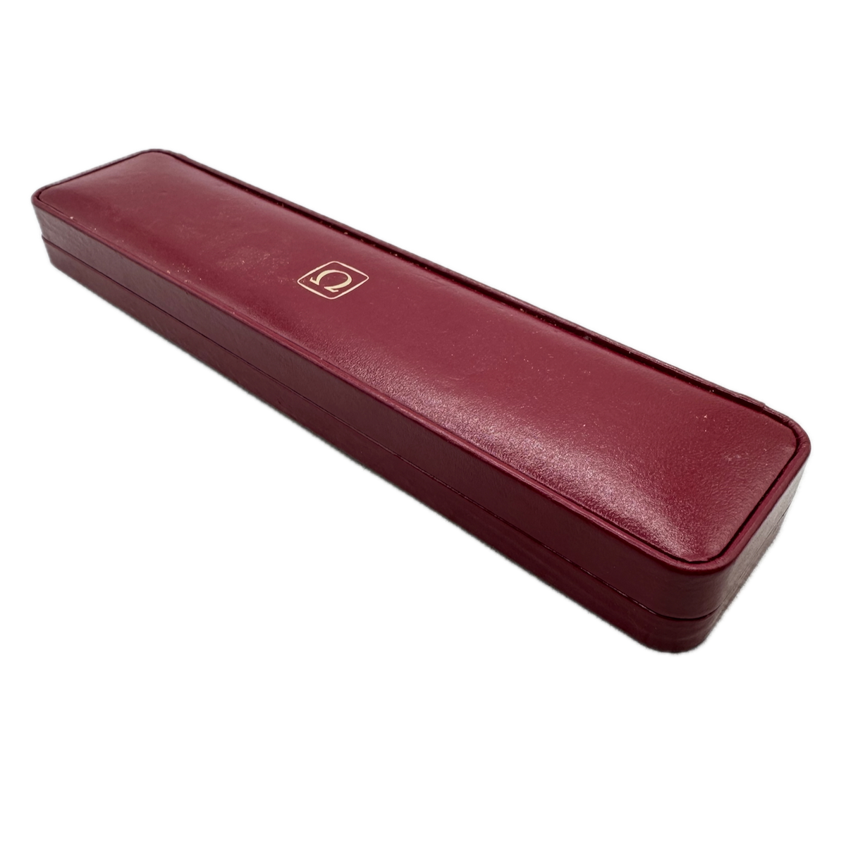 Vintage Omega Long Flat Display Men's Wristwatch Box Swiss Leather & Velvet Line