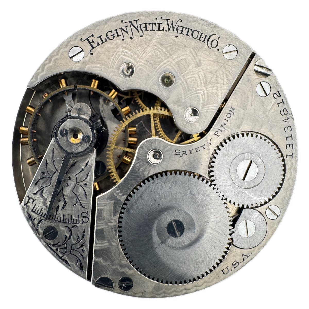 Antique 16s 1908 Elgin 7 Jewel Mechanical Hunter Pocket Watch Movement 290 USA