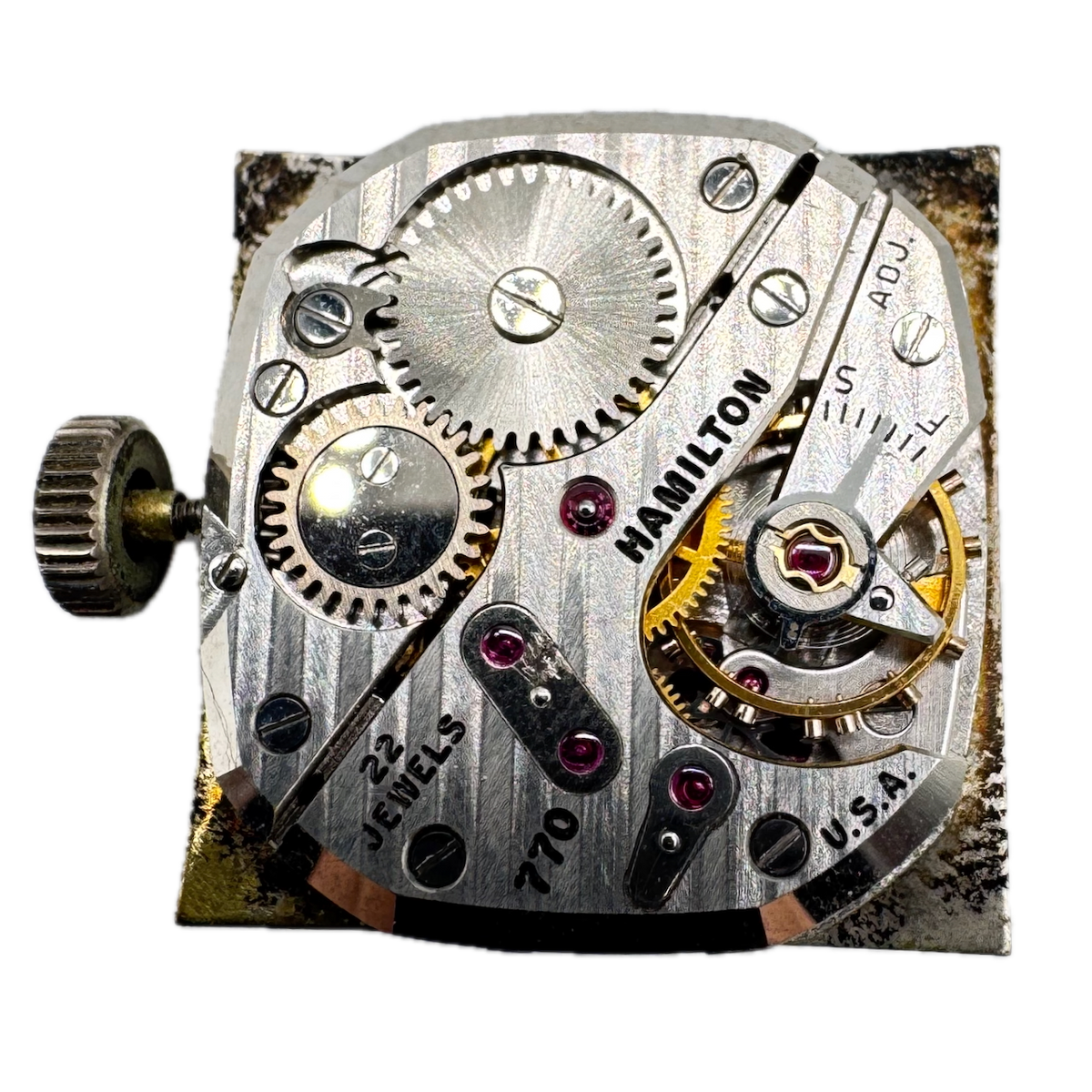 Vintage 20mm Hamilton 22 Jewel Mechanical Men's Wristwatch Movement 770 Running