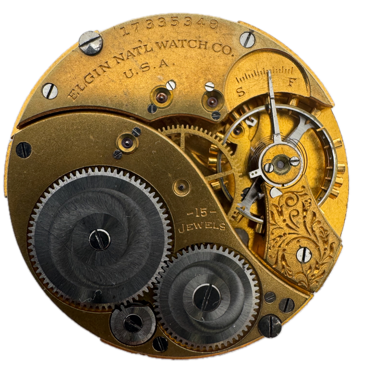 Antique 12s 1913 Elgin 15 Jewel Mechanical Pocket Watch Movement 364 USA