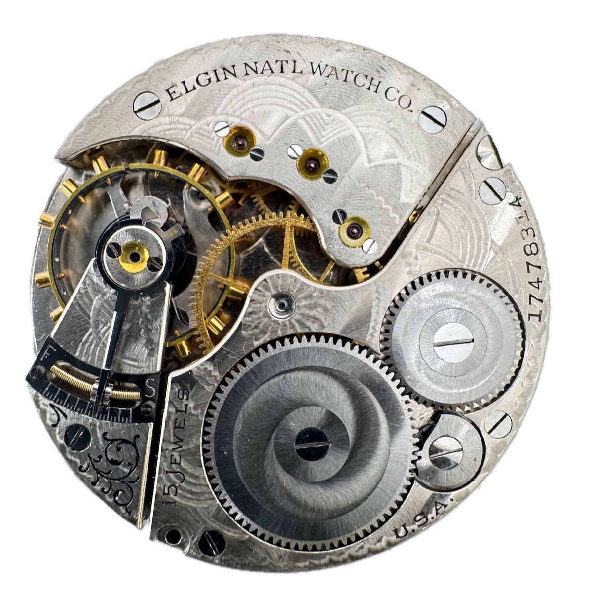 Antique 16s 1914 Elgin 15 Jewel Mechanical Hunter Pocket Watch Movement 312 USA