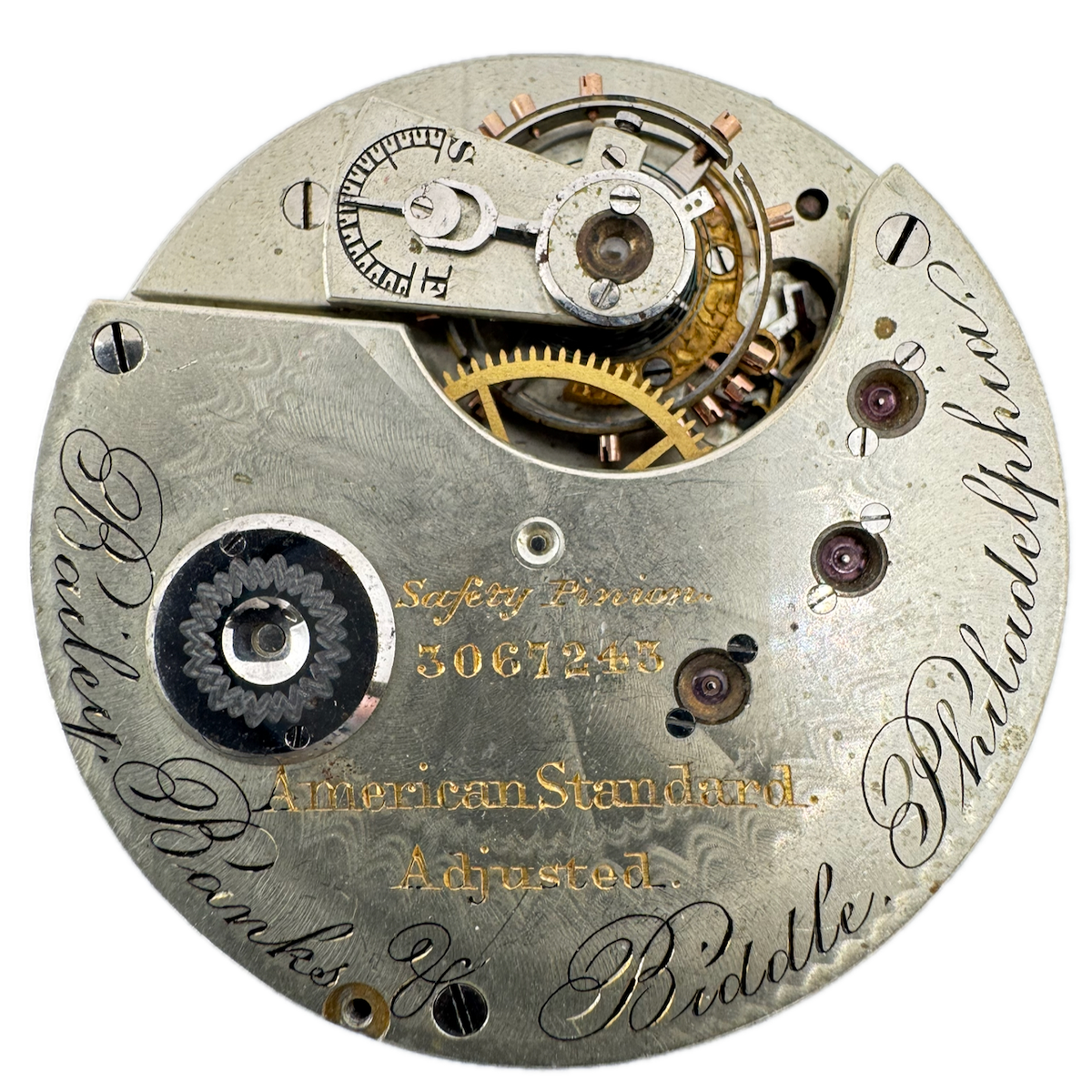 Antique 14s Bailey Banks & Biddle American Standard Hunter Pocket Watch Movement
