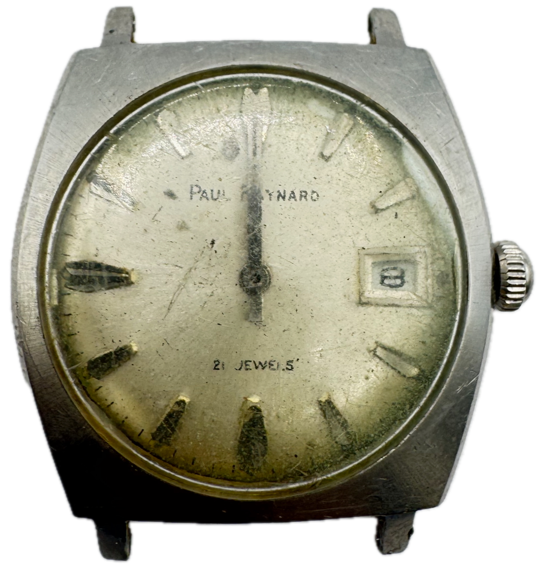 Vintage 34mm Paul Raynard Sunburst Men's Mechanical Wristwatch P75 France Steel