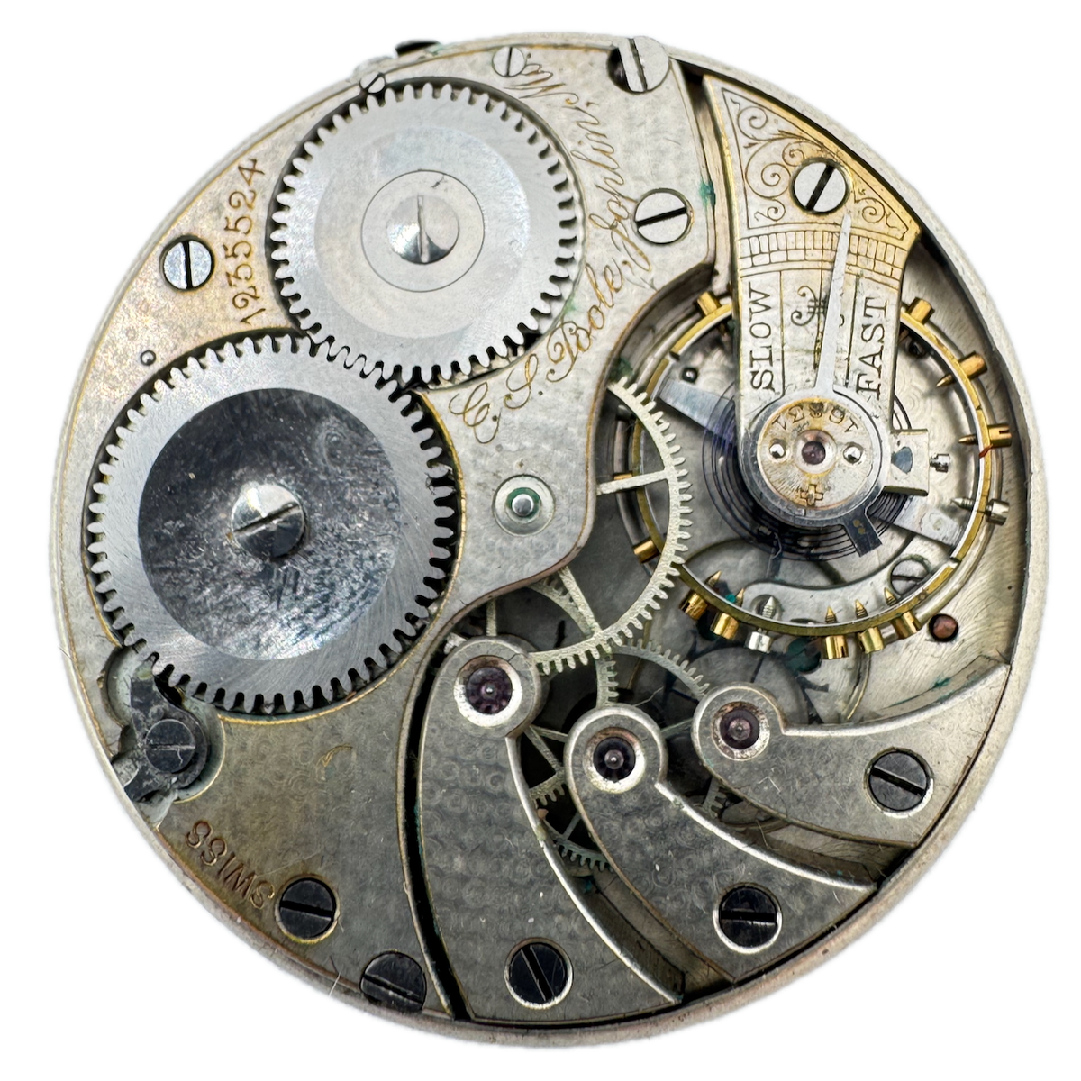 Antique 39.5mm C.S. Poole Mechanical Pocket Watch Movement Longines Swiss Made