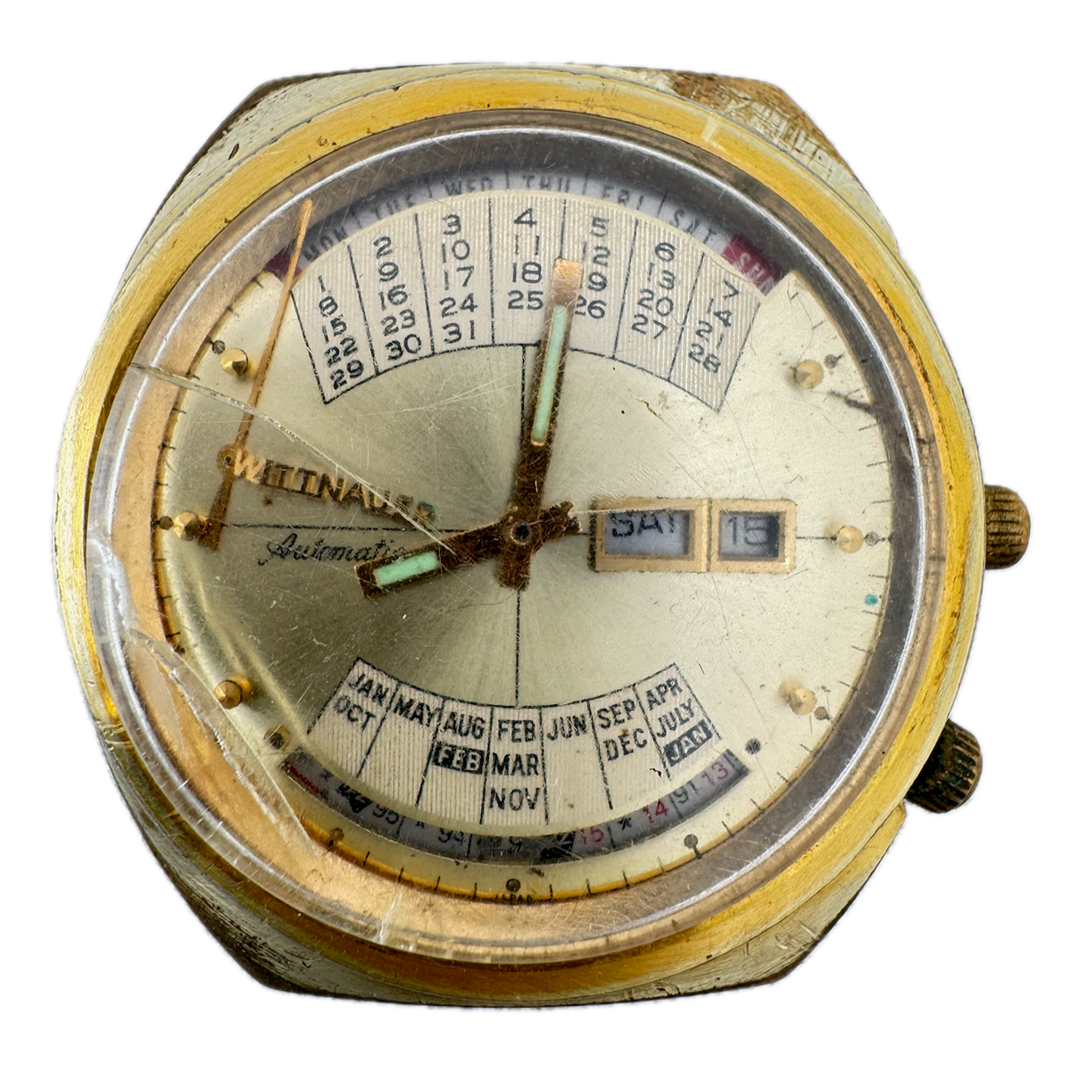 Vintage 42mm Wittnauer 17j Men's Automatic Wristwatch W102 Steel & Gold Tone