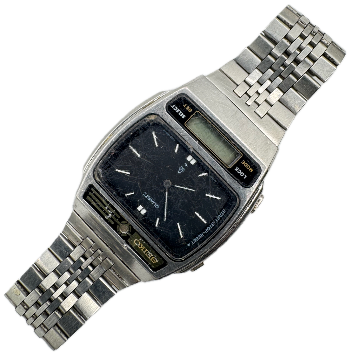 Vintage Seiko H259-5000 Ana Digi Men's Quartz LCD Wristwatch Japan Steel