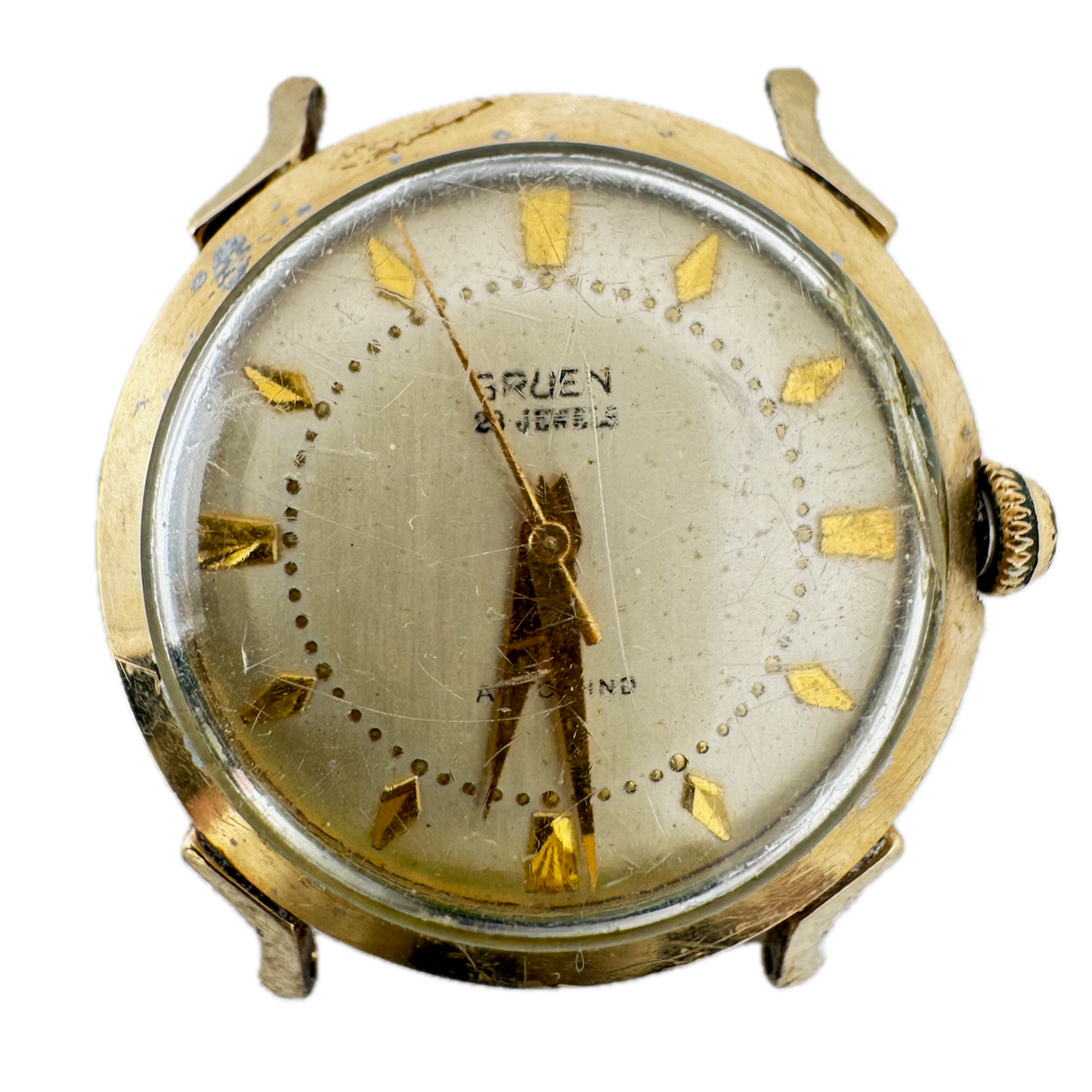 Vintage 32mm Gruen 23j Men's Automatic Wristwatch 930 SS Swiss Steel & 10k GF