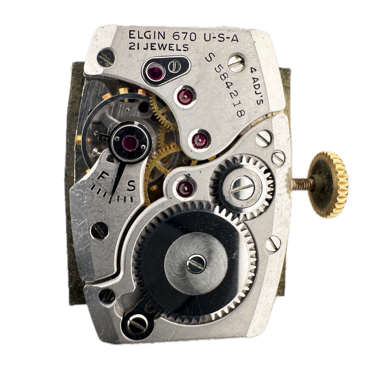 Vintage 19mm Lord Elgin 21 Jewel Mechanical Men's Wristwatch Movement 670 USA